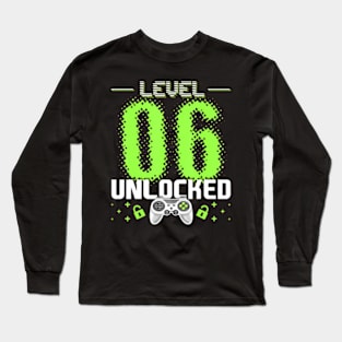 Level 6 Unlocked Video Gamer 6th Birthday Gamer Long Sleeve T-Shirt